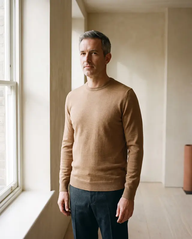 Maglia in Merino cammello, indossato