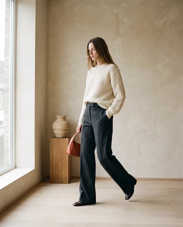 Pantalone Ampio antracite, indossato